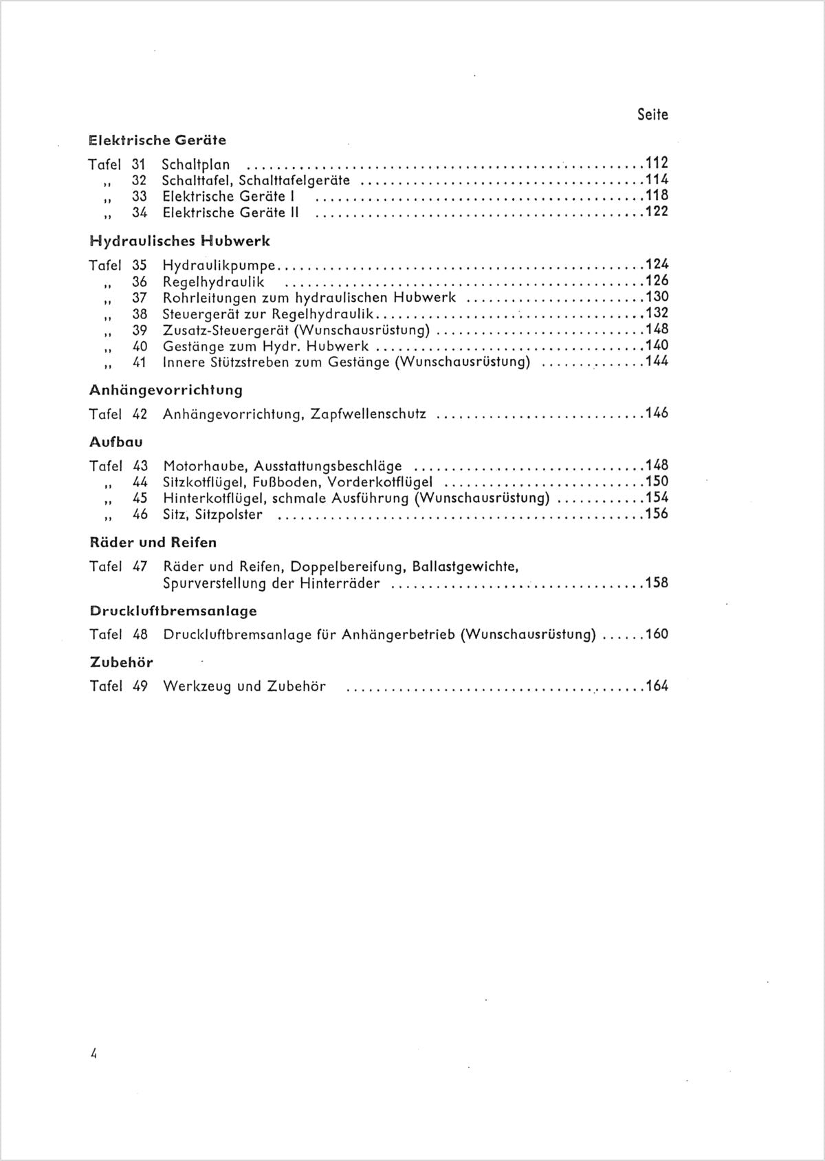 Steyr 190 Traktor Ersatzteilkatalog TS 50/64, Inhaltsverzeichnis, Seite 2