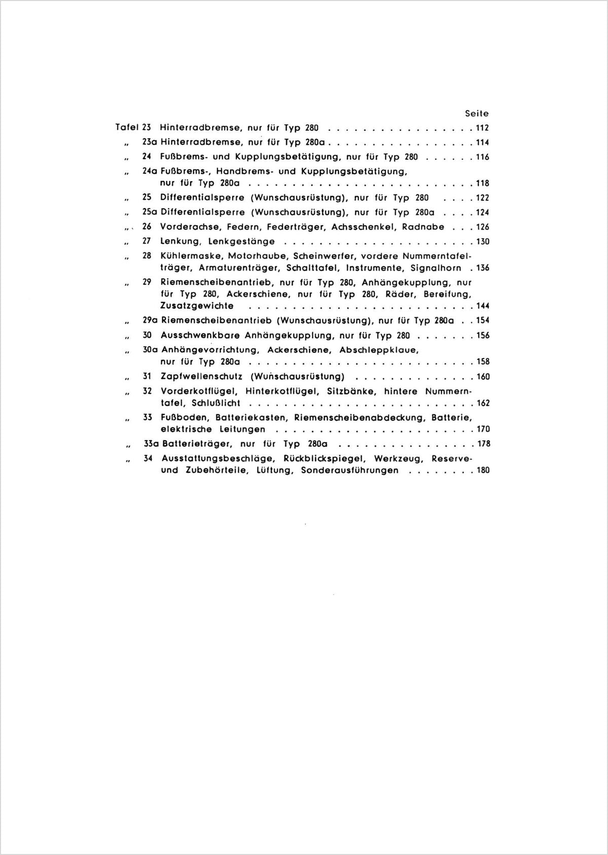 Steyr 280 und 280a Traktor Ersatzteilkatalog TS 66/57, Inhaltsverzeichnis, Seite 2