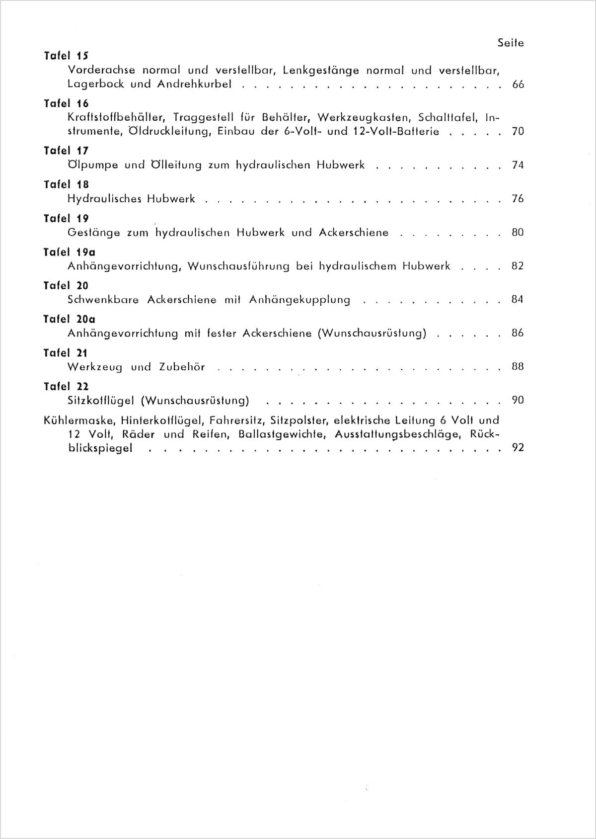 Steyr 80 und 80a - 15 PS Traktor Ersatzteilkatalog TS 113/56, Inhaltsverzeichnis, Seite 2