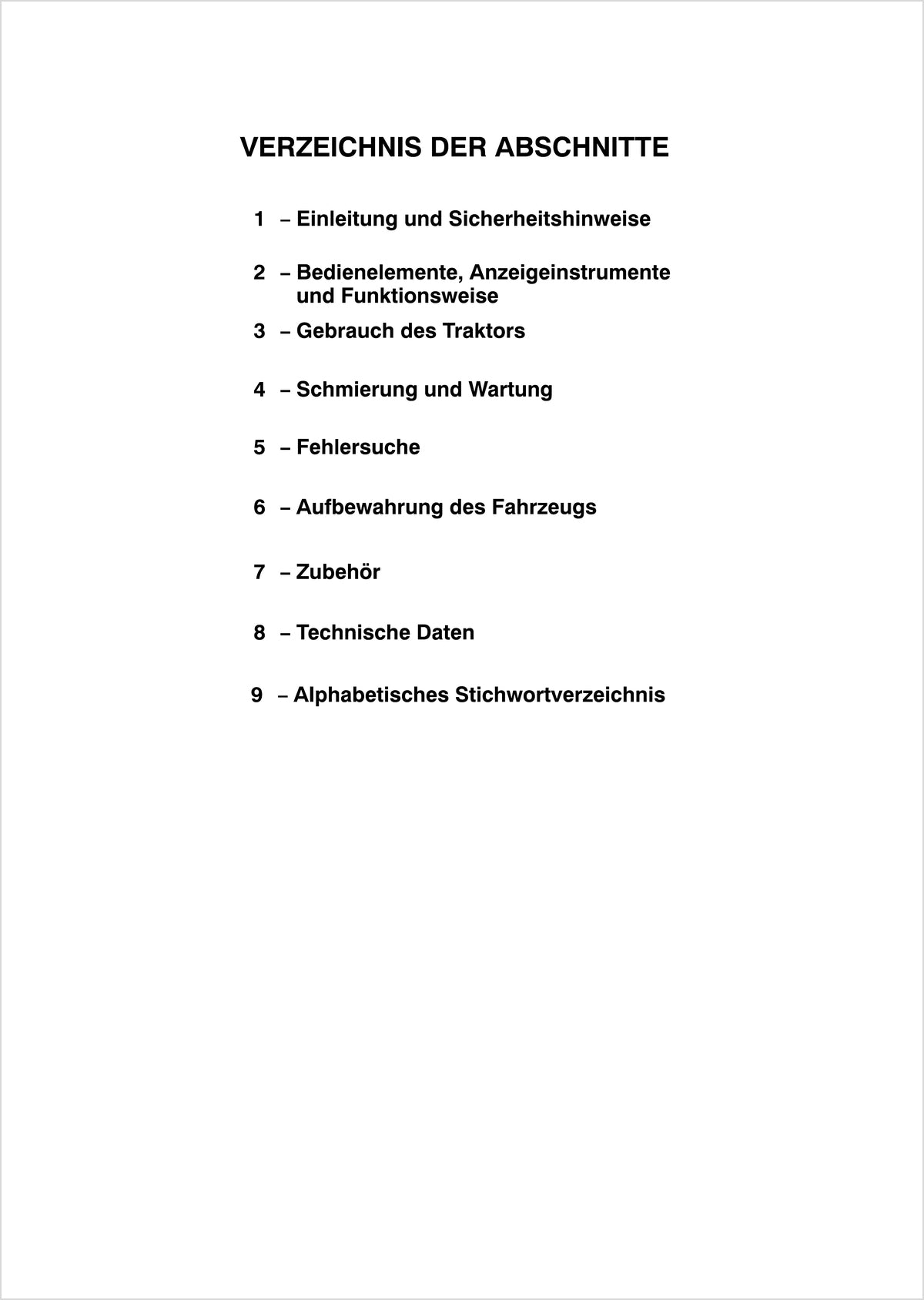 Steyr 4065 4075 4085 4095 Kompakt Traktor Betriebsanleitung Ausgabe 2012, Inhaltsverzeichnis