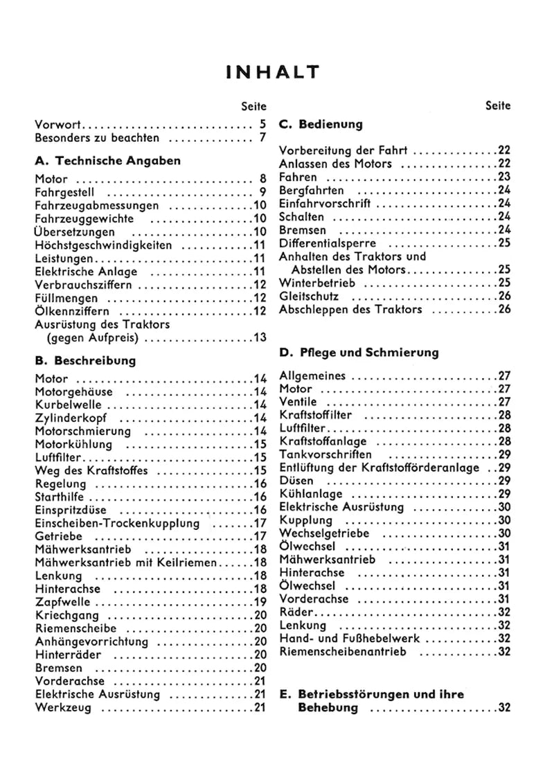 Steyr 84 84a 84e 84s Traktor Betriebsanleitung