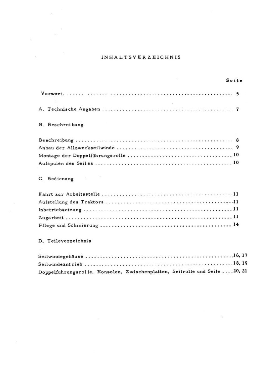 Steyr Allzweck - Seilwinde Betriebsanleitung und Ersatzteilkatalog