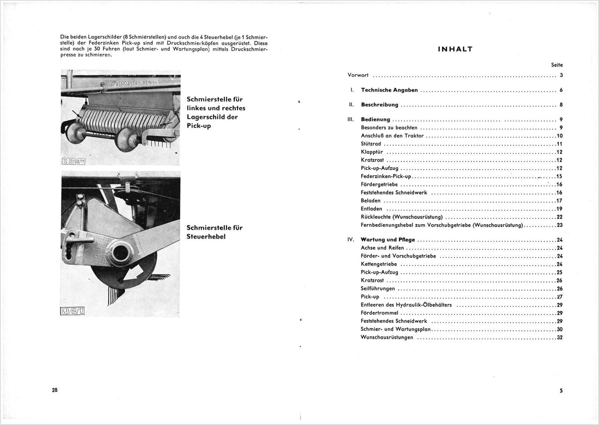 Steyr Hamster Junior System Weichel Betriebsanleitung Ausgabe 1968, Inhaltsverzeichnis