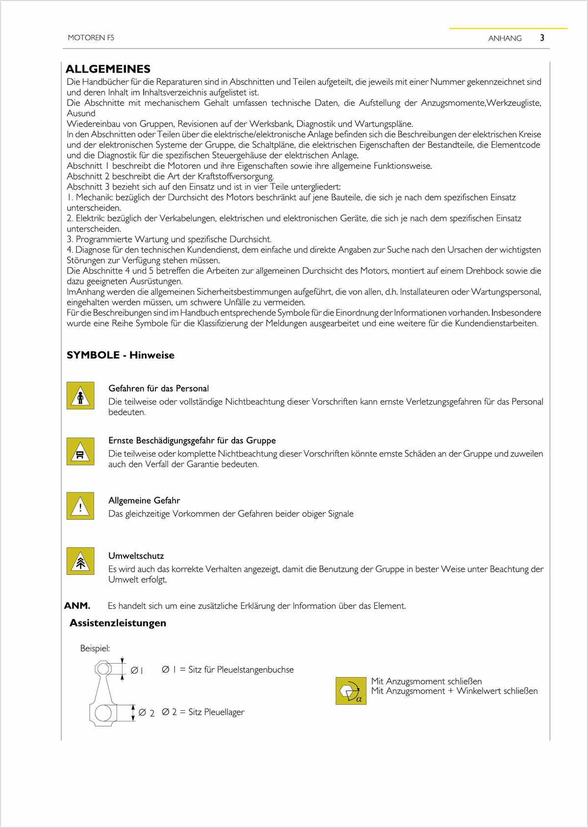 Steyr Motoren CNH F5C - F5A Werkstatthandbuch, Inhaltsverzeichnis