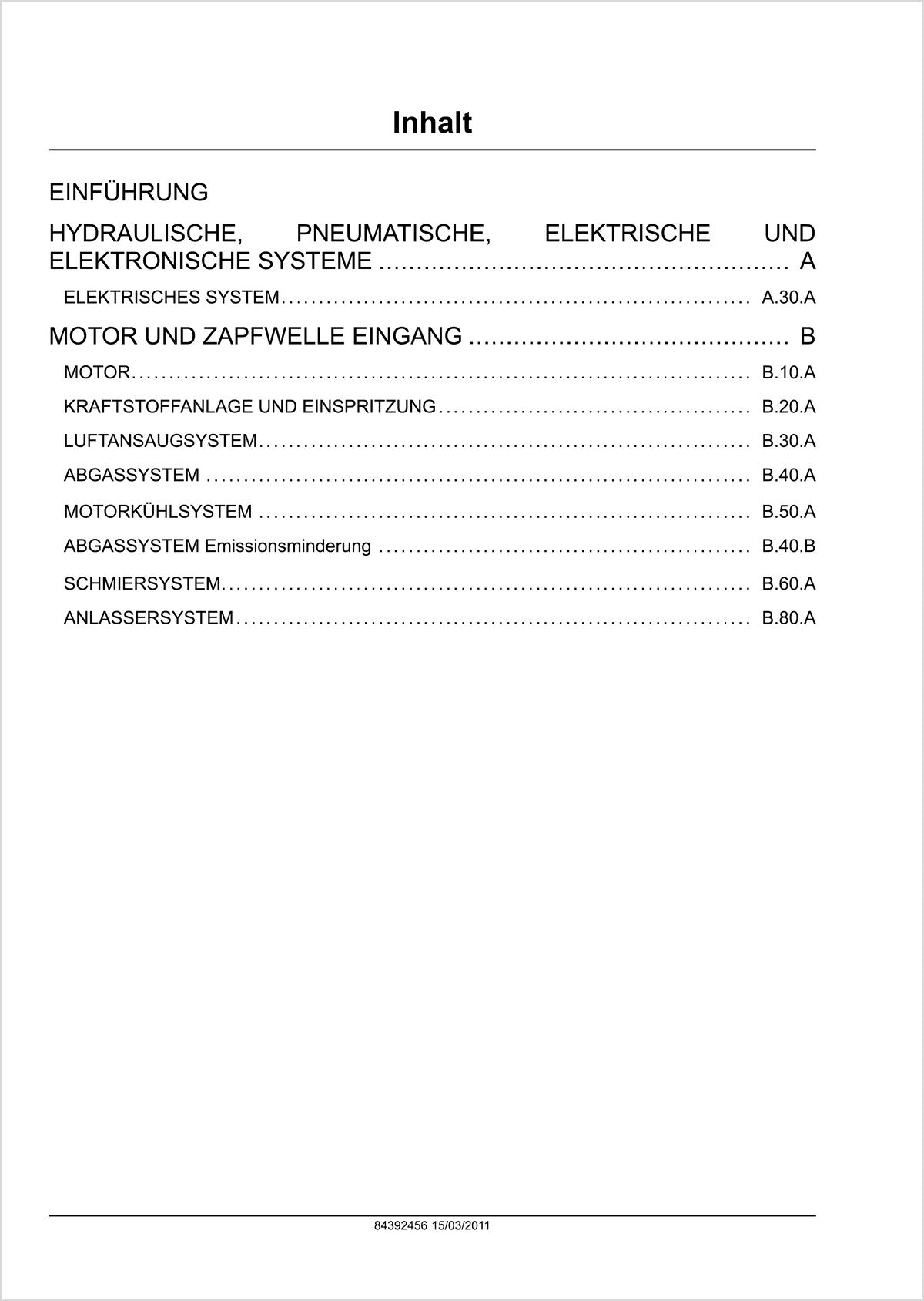 Steyr Motoren F4 * Modelle Wartungshandbuch, Inhaltsverzeichnis, Seite 1