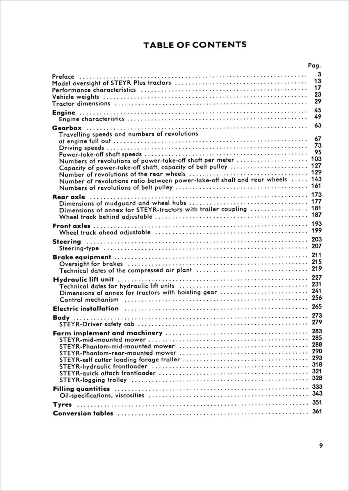 Steyr Plus-Serie Traktoren Werkstattdaten - Ausgabe 1974 TS 164/68, Inhaltsverzeichnis, Seite 2