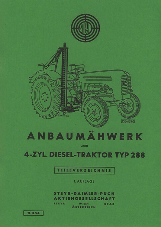 Steyr 288 Anbaumähwerk Ersatzteilkatalog