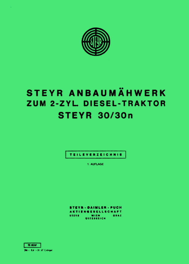 Steyr 30 und 30n Anbaumähwerk Ersatzteilkatalog