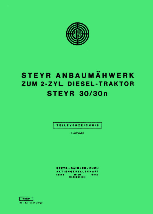 Steyr 30 und 30n Anbaumähwerk Ersatzteilkatalog