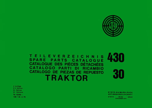 Steyr 30 und 430 Traktor Ersatzteilkatalog