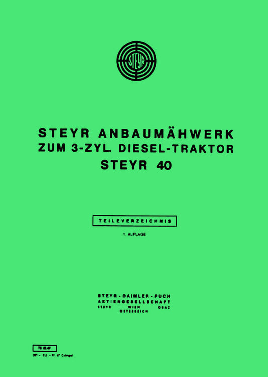 Steyr 40 Anbaumähwerk Ersatzteilkatalog