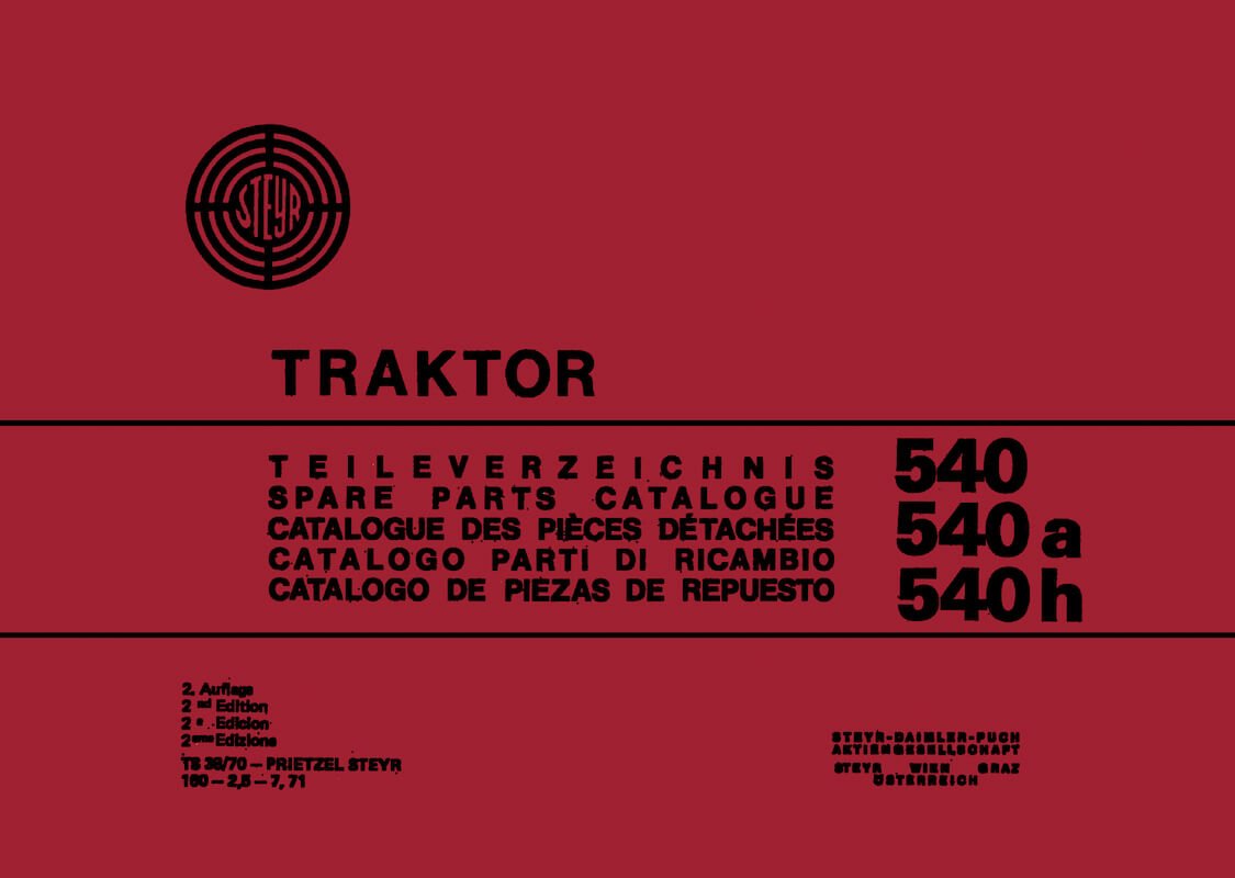 Steyr 540 540a 540h Traktor Ersatzteilkatalog