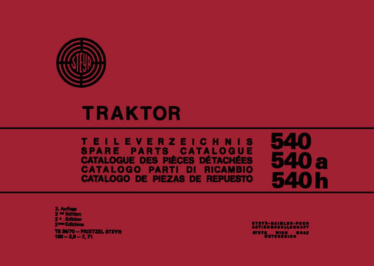 Steyr 540 540a 540h Traktor Ersatzteilkatalog