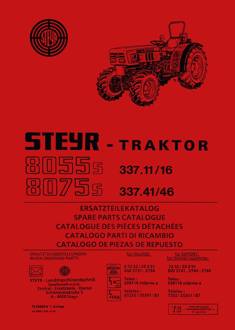 Steyr 8055s und 8075s Traktor Ersatzteilekatalog