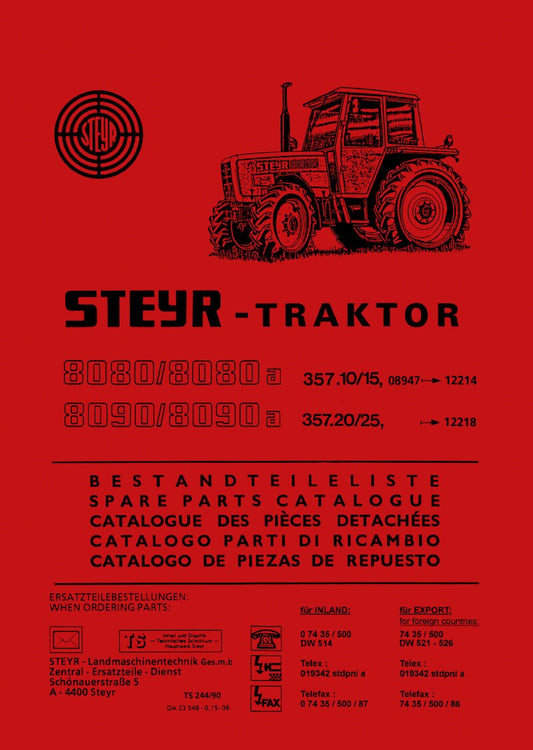 Steyr 8080 8080a 8090 8090a Trakor Ersatzteilkatalog