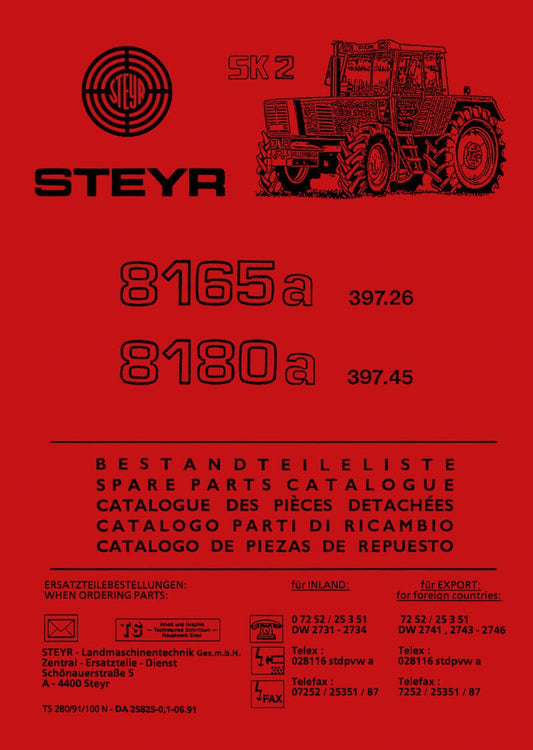 Steyr 8165a und 8180a Traktor Ersatzteilkatalog