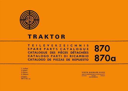 Steyr 870 und 870a Traktor Ersatzteilkatalog
