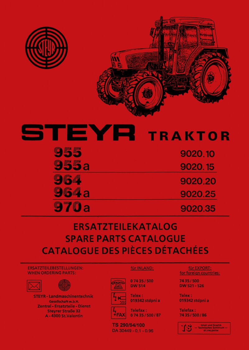 Steyr 955 955a 964 964a 970a Traktor Ersatzteilkatalog